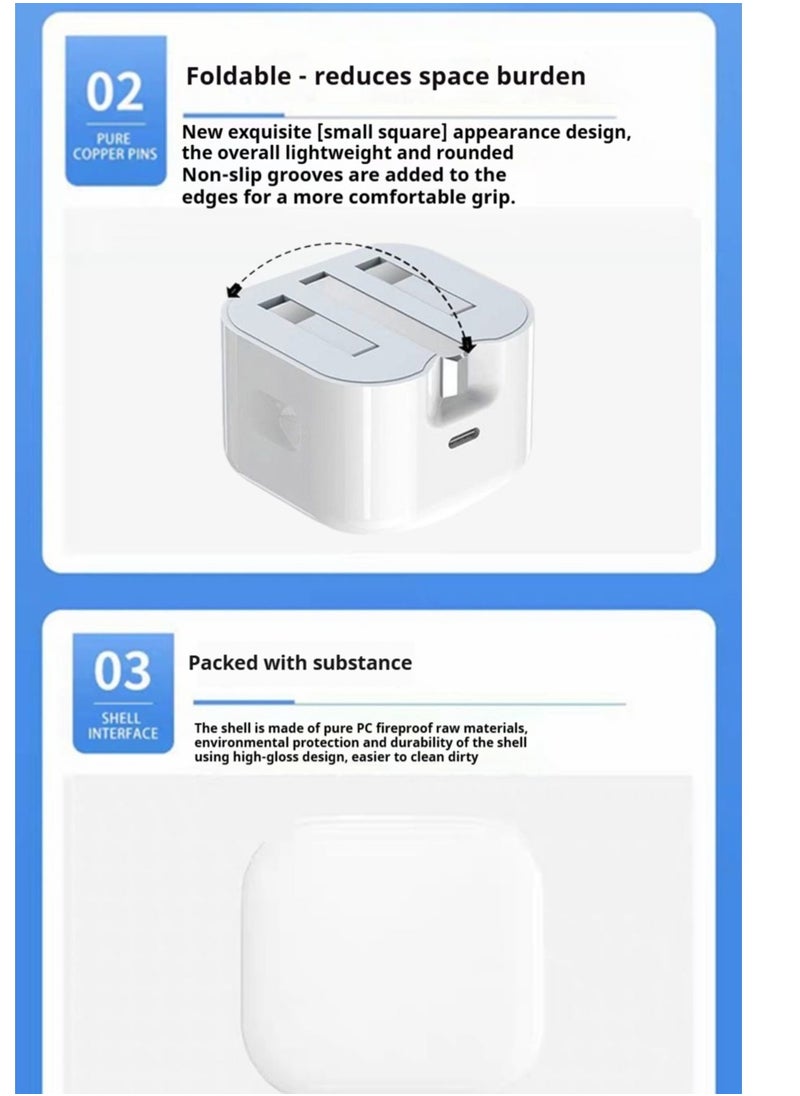 Generic - iPhone 30W Fast Charger | USB C Wall Mount Fast Charger with 1M PD to Lightning Cable, Compatible with iPhone 14/14 Pro/14 Pro Max/13/12/SE2020/11/XR/XS Max/X/iPad - Image 1