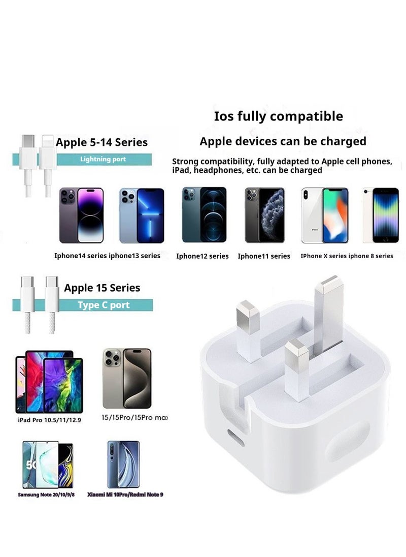 Generic - iPhone 30W Fast Charger | USB C Wall Mount Fast Charger with 1M PD to Lightning Cable, Compatible with iPhone 14/14 Pro/14 Pro Max/13/12/SE2020/11/XR/XS Max/X/iPad - Image 1