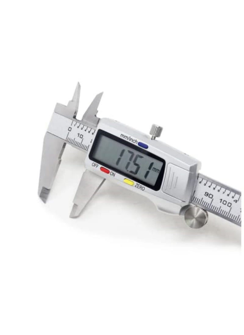 Generic 6 Inch 150mm Digital Calipers Stainless Steel Electronic Digital Vernier Caliper with LCD Display Inch Millimeter Conversion Zero Setting Function for Precise Measuring Inside Outside Diameter Thickness Depth  - Image 2