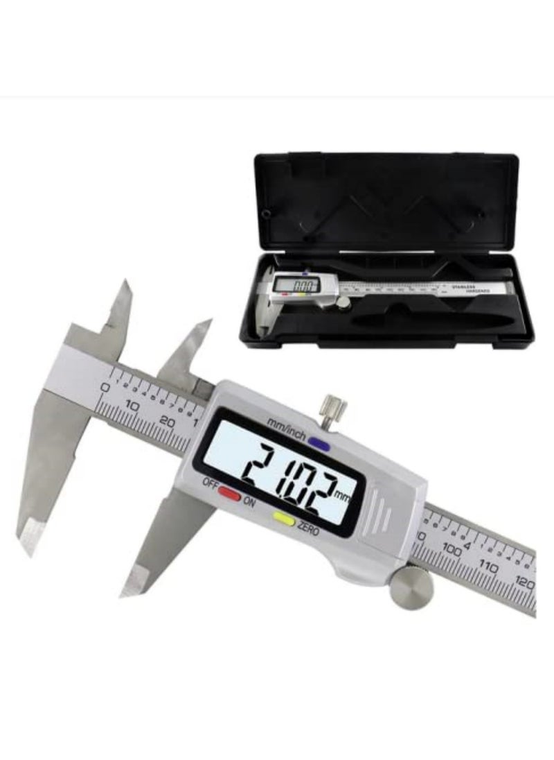 Generic 6 Inch 150mm Digital Calipers Stainless Steel Electronic Digital Vernier Caliper with LCD Display Inch Millimeter Conversion Zero Setting Function for Precise Measuring Inside Outside Diameter Thickness Depth  - Image 1