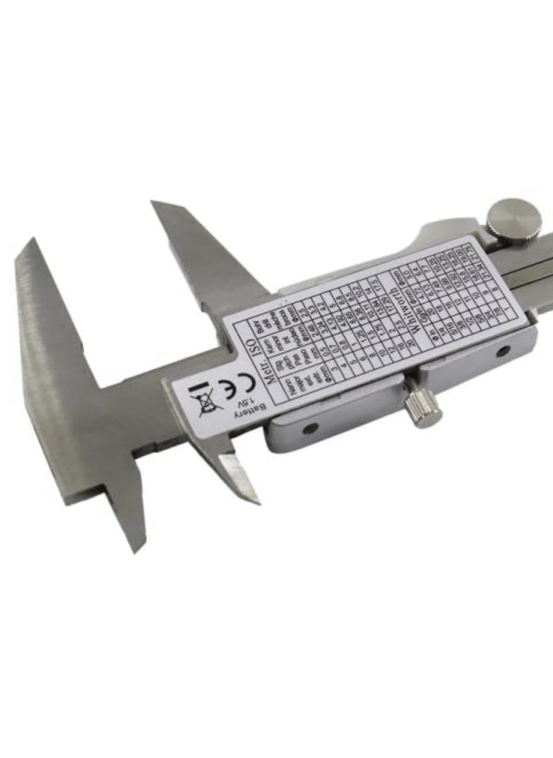 Generic - 6 Inch 150mm Digital Calipers Stainless Steel Electronic Digital Vernier Caliper with LCD Display Inch Millimeter Conversion Zero Setting Function for Precise Measuring Inside Outside Diameter Thickness Depth - Image 1