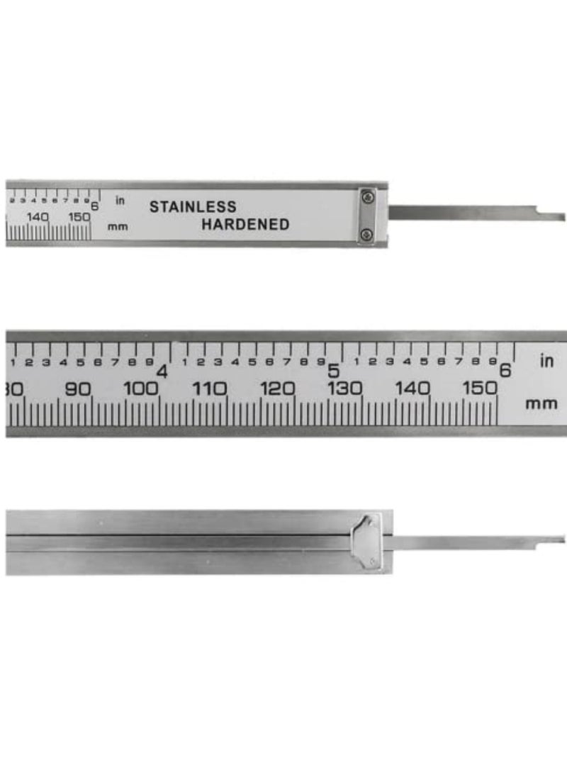 Generic 6 Inch 150mm Digital Calipers Stainless Steel Electronic Digital Vernier Caliper with LCD Display Inch Millimeter Conversion Zero Setting Function for Precise Measuring Inside Outside Diameter Thickness Depth  - Image 3