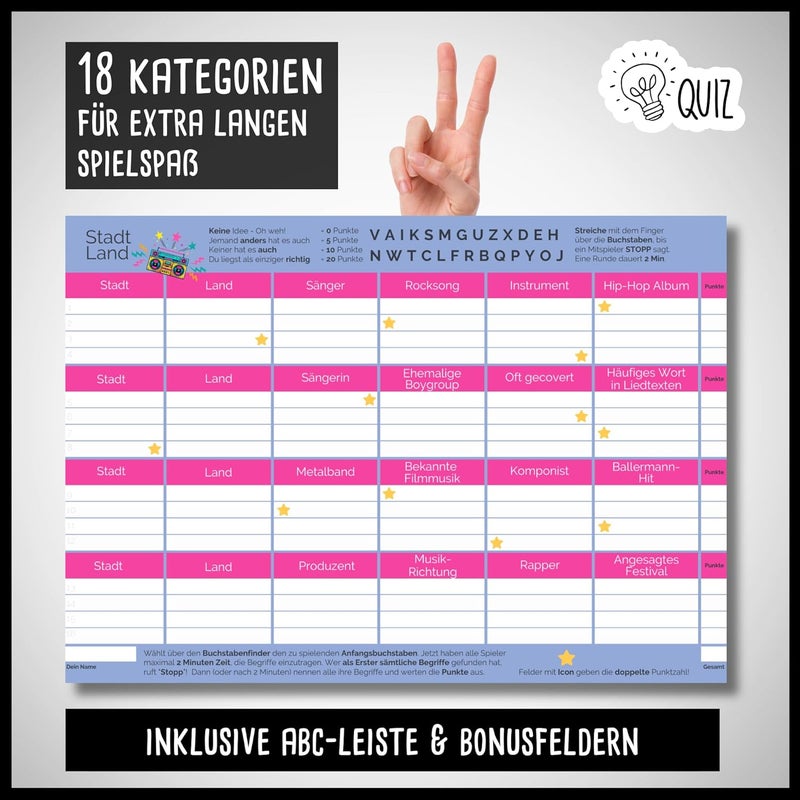 City Country Music - Gift for Musicians, Singers, Songwriters & Music Lovers - Quiz Game with 50 Sheets DIN A4 - Image 5