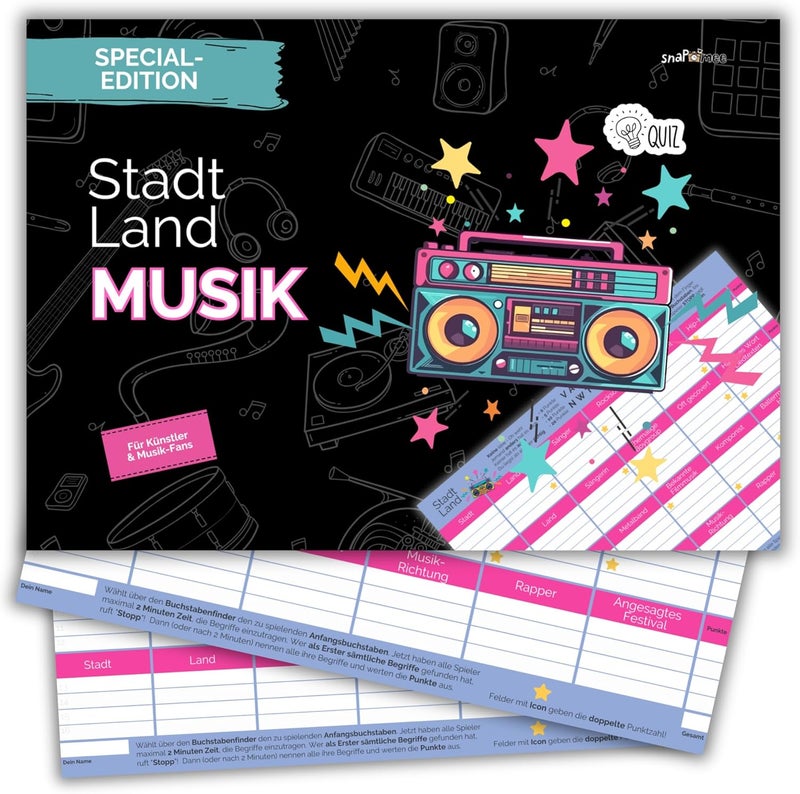 City Country Music - Gift for Musicians, Singers, Songwriters & Music Lovers - Quiz Game with 50 Sheets DIN A4 - Image 1