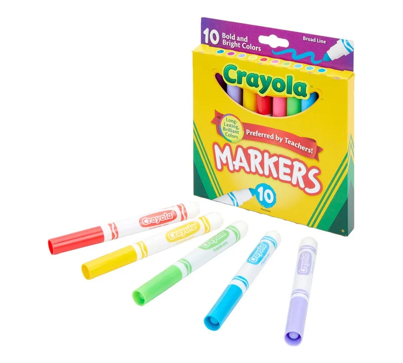 Crayola Crayola Markers, Broad Line, 10Count, Bright and Bold Markers