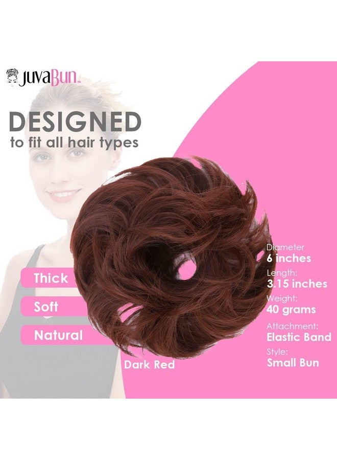 JUVABUN Small Curled Synthetic Hair Scrunchie - Messy Bun Hairpiece for Everyday Wear | Washable & Realistic - Dark Red - Image 4