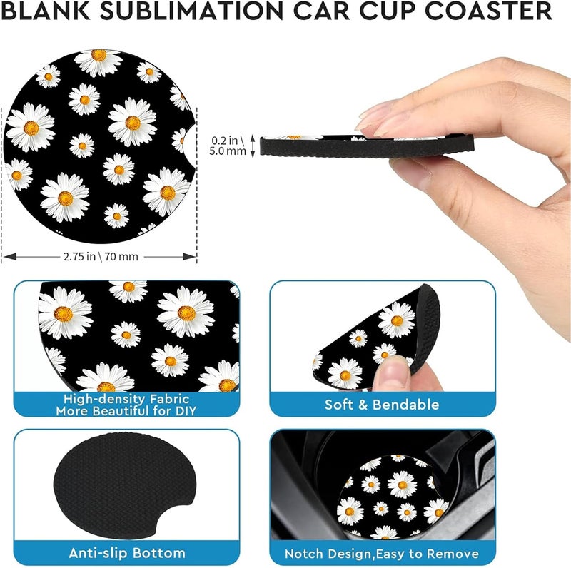 Ldntly Car Coasters for Cup Holders,2 Pack White Daisy Car Cup Holder Coasters,2.75" Universal Size Anti Slip Rubber Mat,Automotive Cup Holder Decal Decor Accessories,Daisy Gifts for Women,Men,Mom - Image 5