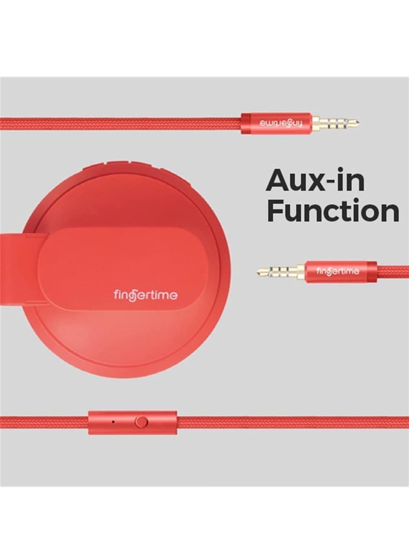 fingertime BOBO-1 Bluetooth Earbuds Bluetooth Headphones Over Ear Wireless Earphones Kids Headphones Soft Earmuffs & Lightweight for Long Time Wearing (Red) - Image 3