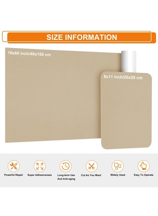 Cahomo Self-Adhesive Leather Repair Patches, 8x11 Inch Repair Tape for Couches, Vinyl Repair Kit for Furniture, Drivers Car Seats, Handbags, Jackets - Beige - Image 2