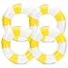 Whaline 4Pcs White Yellow Inflatable Swimming Float Toy Striped Swim Ring Fun Print Pool Lounger Tube for Teen Boy Girl Summer Swimming Beach Party 228 Inch - Image 2