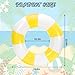 Whaline 4Pcs White Yellow Inflatable Swimming Float Toy Striped Swim Ring Fun Print Pool Lounger Tube for Teen Boy Girl Summer Swimming Beach Party 228 Inch - Image 4