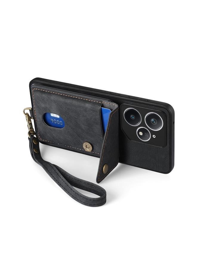 اس-توب جراب هاتف Realme Neo7 Retro Card Wallet Leather قابل للطي مع حزام - Image 4