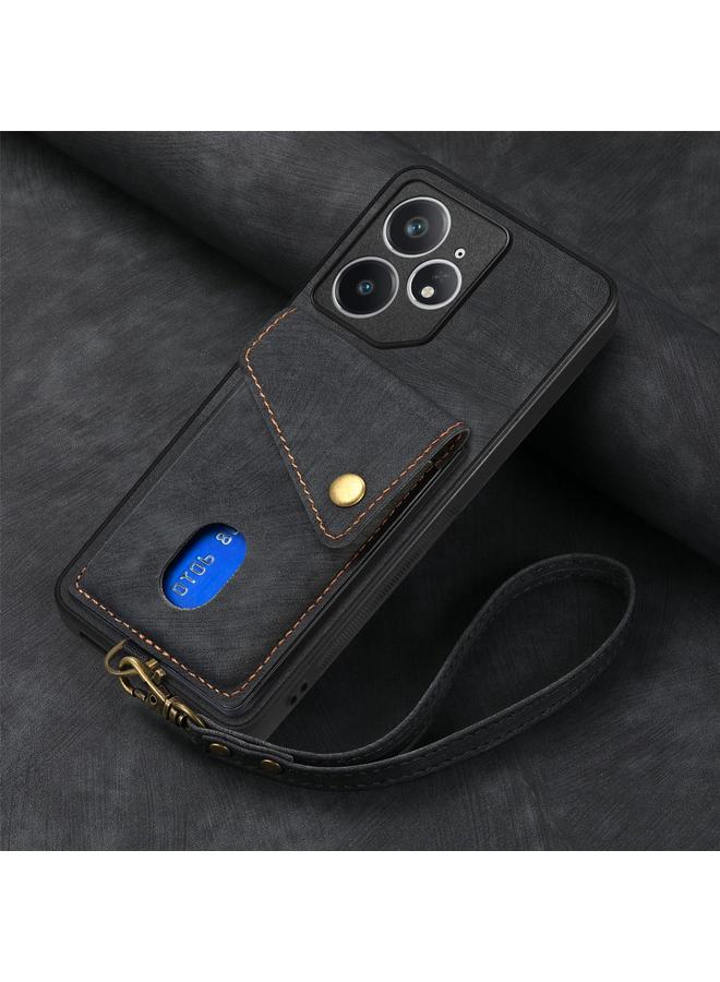 اس-توب جراب هاتف Realme Neo7 Retro Card Wallet Leather قابل للطي مع حزام - Image 5