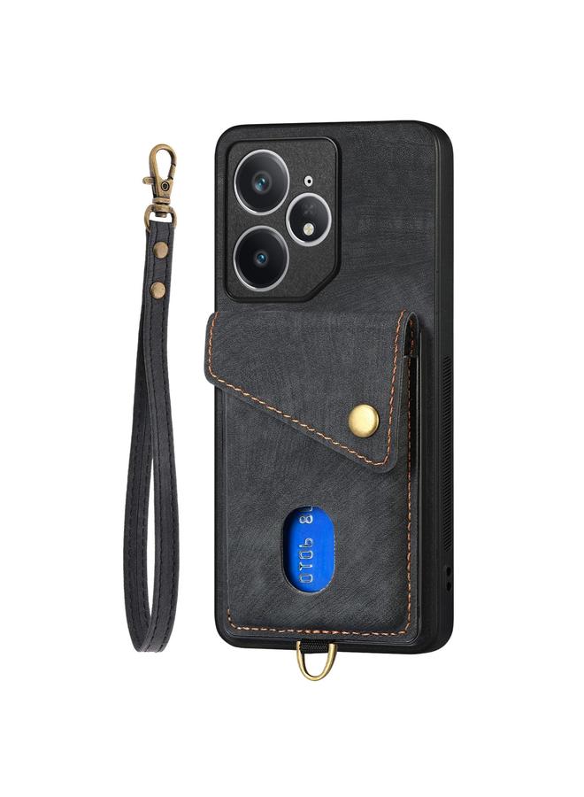 اس-توب جراب هاتف Realme Neo7 Retro Card Wallet Leather قابل للطي مع حزام - Image 2