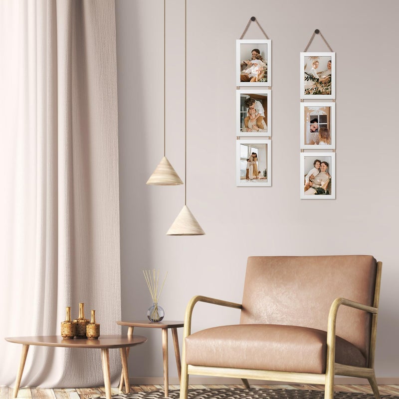 QUTREY 5x7 Collage Picture Frames White, 6 Openings Vertical 5 x 7 Hanging Photo Frames Display 5 by 7 inch Pictures for Wall Decor, 2 Pack - Image 4