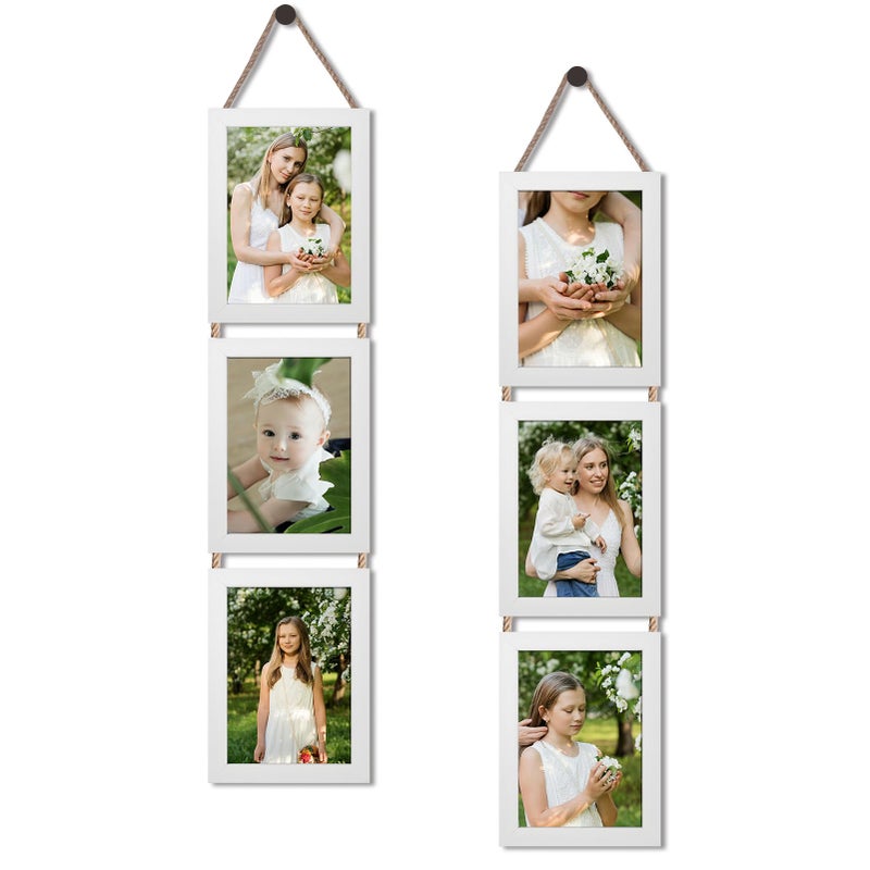 QUTREY 5x7 Collage Picture Frames White, 6 Openings Vertical 5 x 7 Hanging Photo Frames Display 5 by 7 inch Pictures for Wall Decor, 2 Pack - Image 1