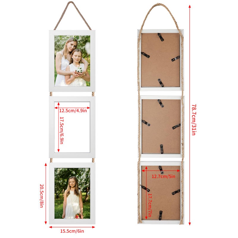 QUTREY 5x7 Collage Picture Frames White, 6 Openings Vertical 5 x 7 Hanging Photo Frames Display 5 by 7 inch Pictures for Wall Decor, 2 Pack - Image 2