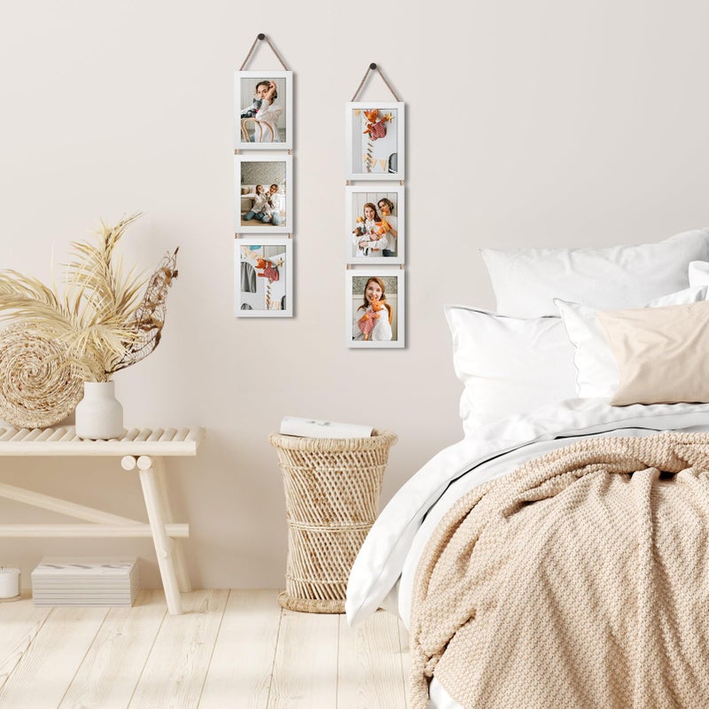 QUTREY 5x7 Collage Picture Frames White, 6 Openings Vertical 5 x 7 Hanging Photo Frames Display 5 by 7 inch Pictures for Wall Decor, 2 Pack - Image 5