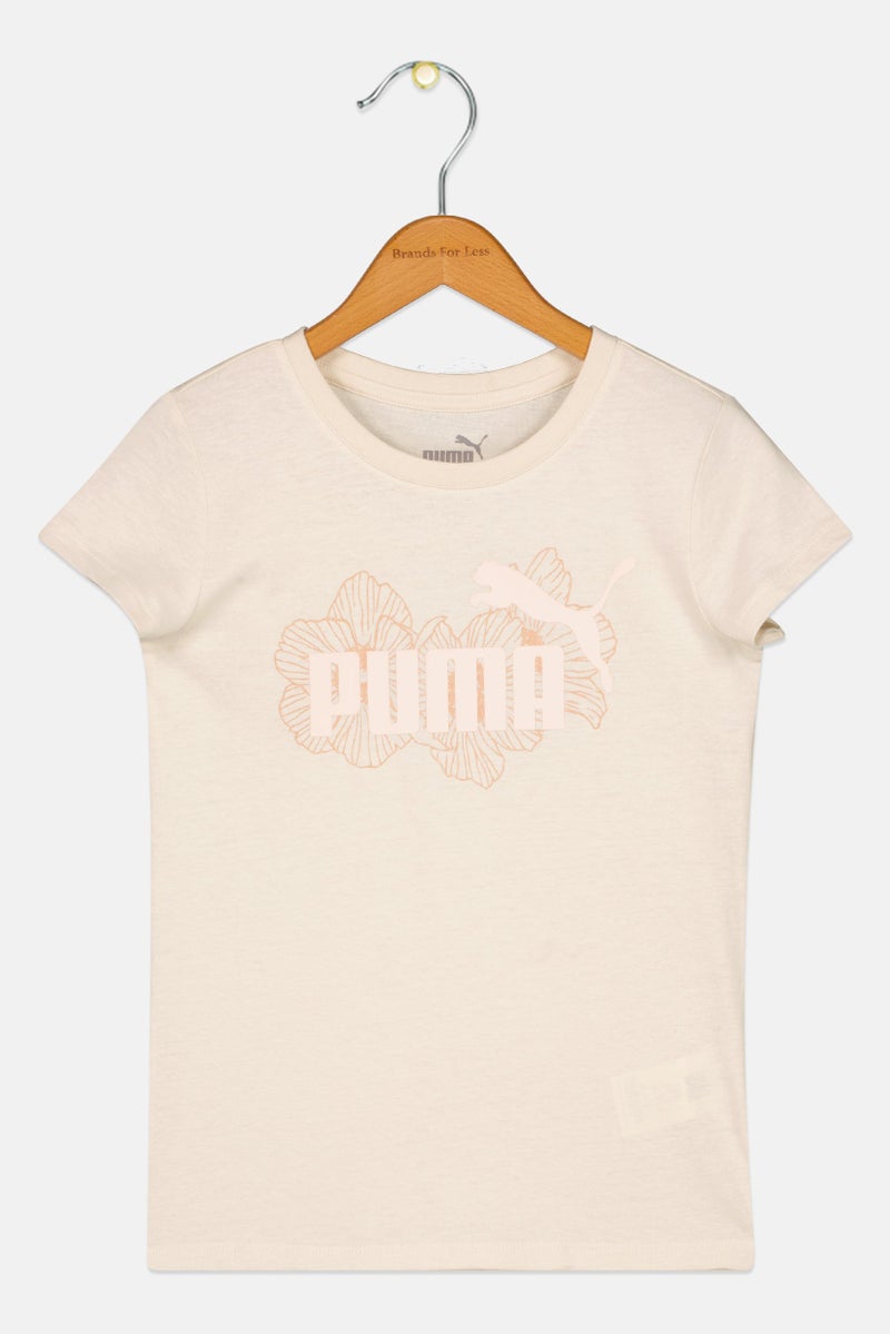 PUMA Kids Girl Short Sleeve Outdoor T-Shirt, Beige - Image 3