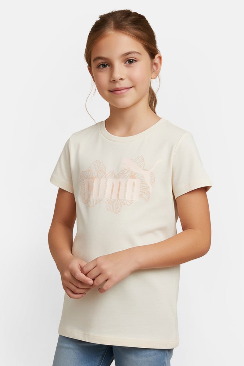 PUMA Kids Girl Short Sleeve Outdoor T-Shirt, Beige - Image 1