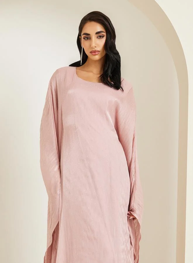 Amirah Women Pink Shimmer Maxi Kaftan