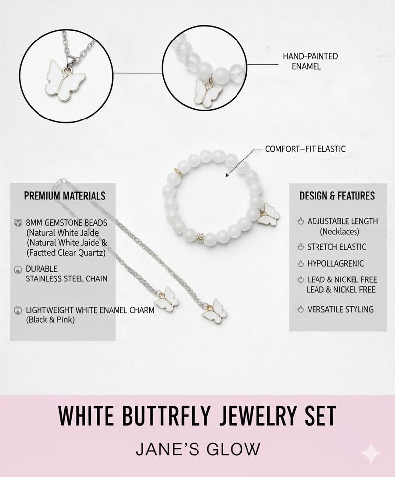 JANEJA White Jewellery Combo Set for Women – Bracelet & Necklace Set with Elegant White Beads, Bridal & Gifting - Image 5