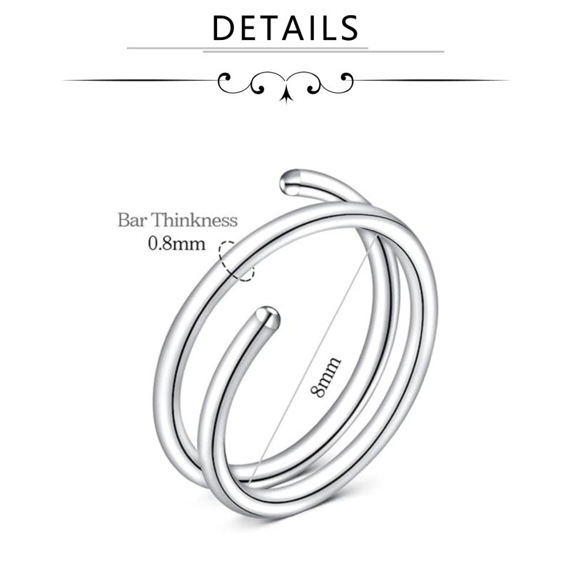 FECTAS Nose Rings Hoop Double Circle Nose Ring Surgical Steel 20g Gauge 8mm Nostril Piercing Hoops Jewelry 12PCS - Image 2