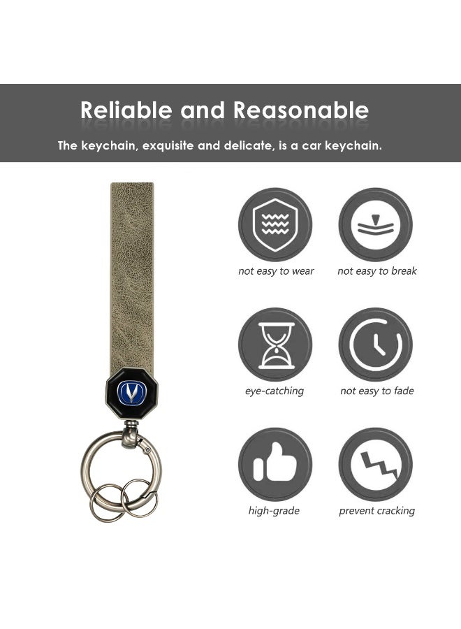 تشانجان سلسلة مفاتيح شانجان الجلدية مع مشبك دوار 360 درجة، حزام جلدي ناعم فاخر مع حلقة معدنية، حامل مفاتيح سيارة متين للرجال والنساء، منظم مفاتيح سهل الحمل للسيارة والمنزل والمكتب، 12.5 سم × 1.5 سم - Image 2