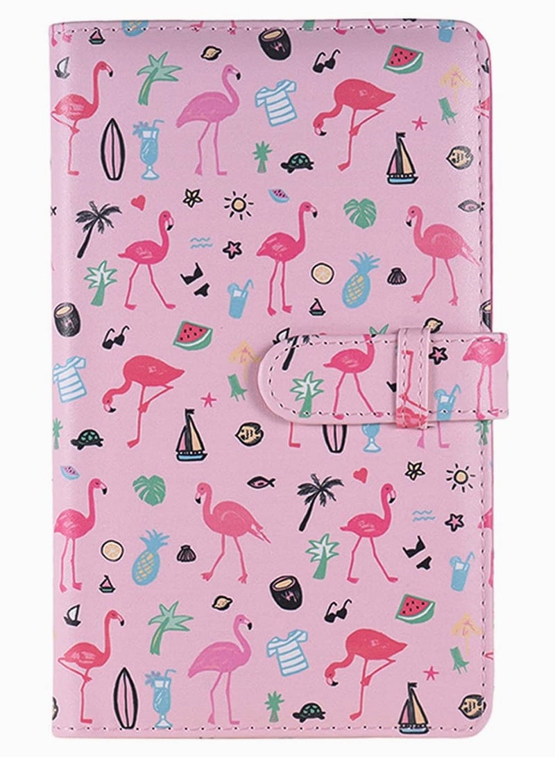 KASTWAVE Mini Photo Album, KASTWAVE 96 Pockets PU Leather Flamingo Pattern Polaroid Photo Album, Mini Photo Book for Fujifilm Instax Mini 9 8 7s 70 25 50s 90 Films Photo Camera Paper for Credit Card  - Image 1