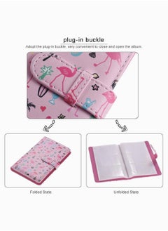 KASTWAVE Mini Photo Album, KASTWAVE 96 Pockets PU Leather Flamingo Pattern Polaroid Photo Album, Mini Photo Book for Fujifilm Instax Mini 9 8 7s 70 25 50s 90 Films Photo Camera Paper for Credit Card  - Image 3