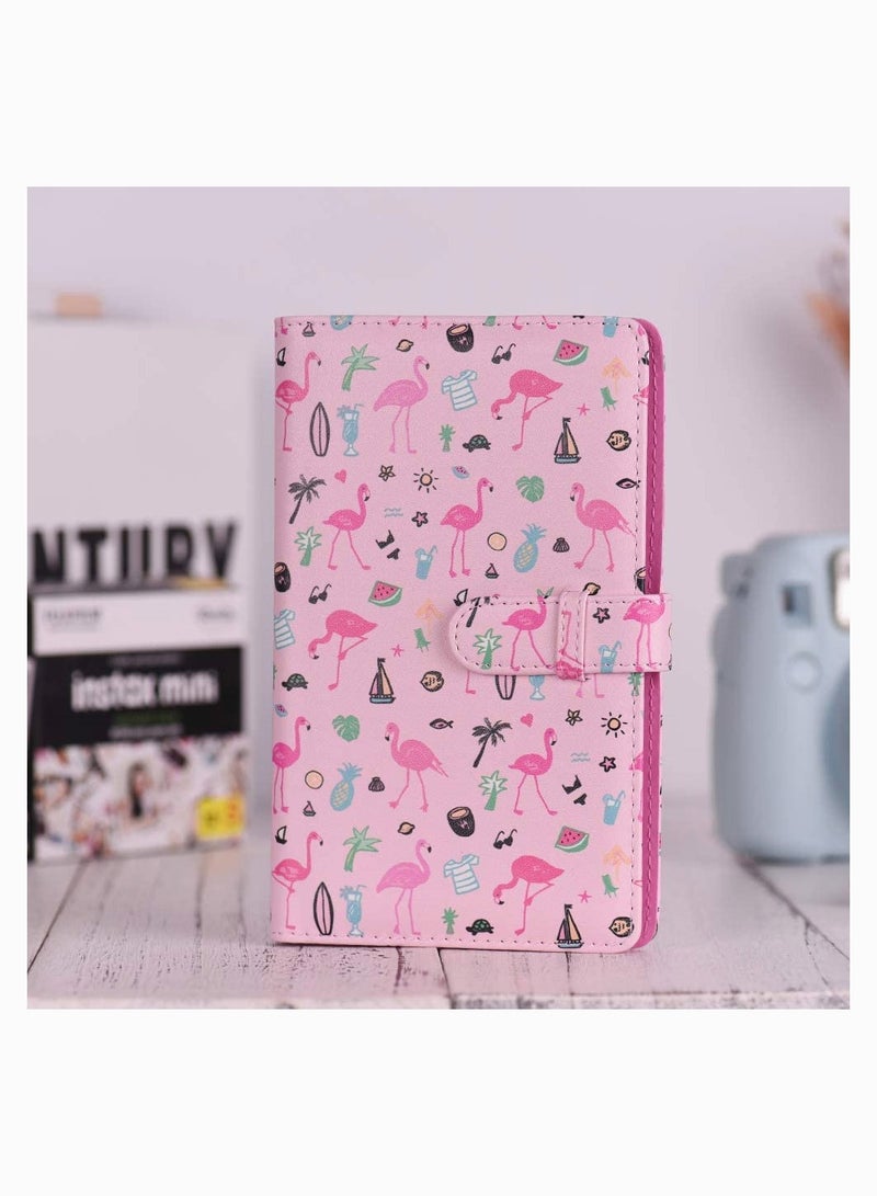 KASTWAVE Mini Photo Album, KASTWAVE 96 Pockets PU Leather Flamingo Pattern Polaroid Photo Album, Mini Photo Book for Fujifilm Instax Mini 9 8 7s 70 25 50s 90 Films Photo Camera Paper for Credit Card  - Image 4