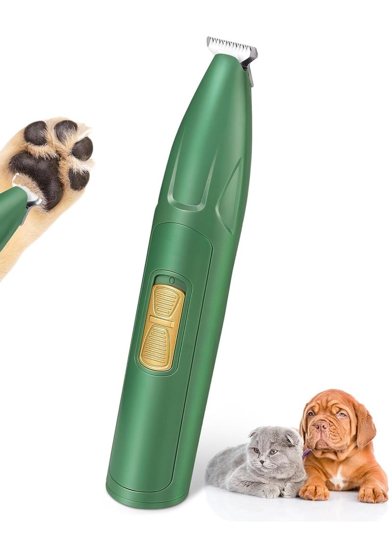 SYOSI Dog Grooming Clippers, Upgraded Cordless Paw Trimmer, Low Noise Pet Shaver for Hair of Small Areas Around Cat's Eyes, Face, Ears, Paws (Green) - Image 1