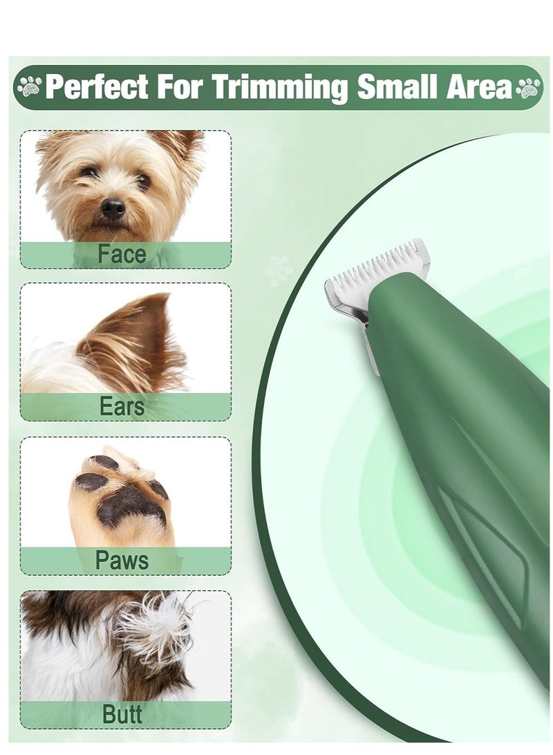 SYOSI Dog Grooming Clippers, Upgraded Cordless Paw Trimmer, Low Noise Pet Shaver for Hair of Small Areas Around Cat's Eyes, Face, Ears, Paws (Green) - Image 3