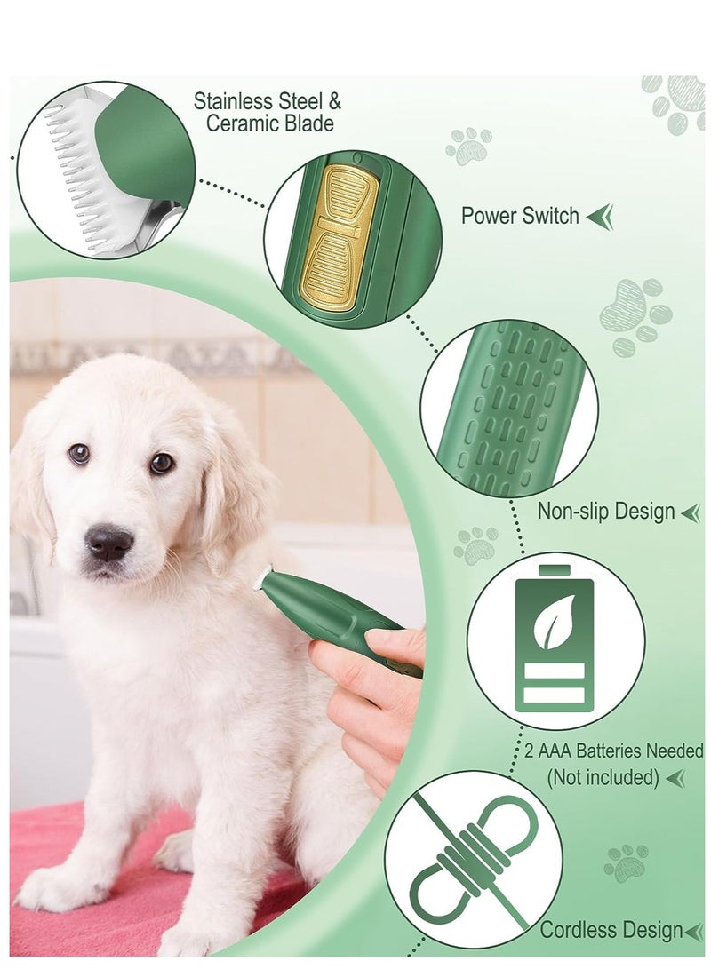 SYOSI Dog Grooming Clippers, Upgraded Cordless Paw Trimmer, Low Noise Pet Shaver for Hair of Small Areas Around Cat's Eyes, Face, Ears, Paws (Green) - Image 5