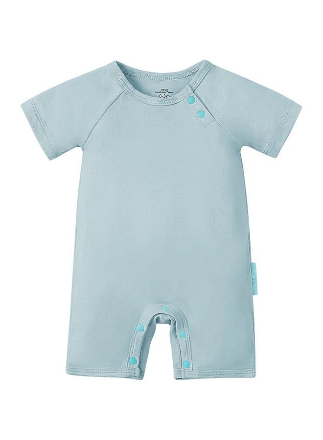 PurComfy SuperSoft Short Sleeve Baby Romper, Unisex Bamboo Viscose One-piece Summer Pajamas, Boy Girl Footless Jumpsuit Snap Closure, Slate, 12-18 months - Image 1