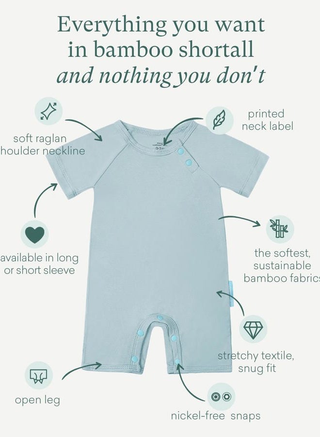 PurComfy SuperSoft Short Sleeve Baby Romper, Unisex Bamboo Viscose One-piece Summer Pajamas, Boy Girl Footless Jumpsuit Snap Closure, Slate, 12-18 months - Image 2