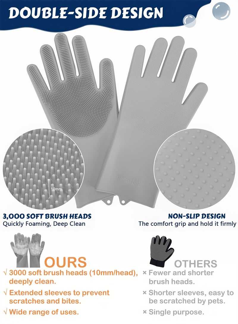 Generic Zafeen Pet Grooming Gloves - Heat Resistant Silicone with High-Density Teeth 5-Finger Design for Dog Cat Bathing Massage  - Image 5