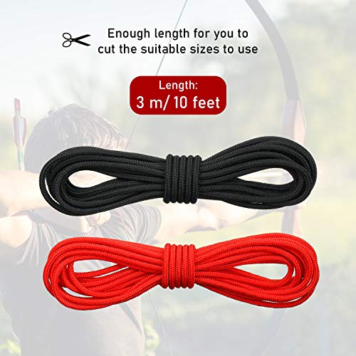 Sumind 2 Pieces Archery D Loop Rope 10 Feet Archery Bowstring Serving Thread Release Material Nocking D Loop Rope String(Black and Red) - Image 2