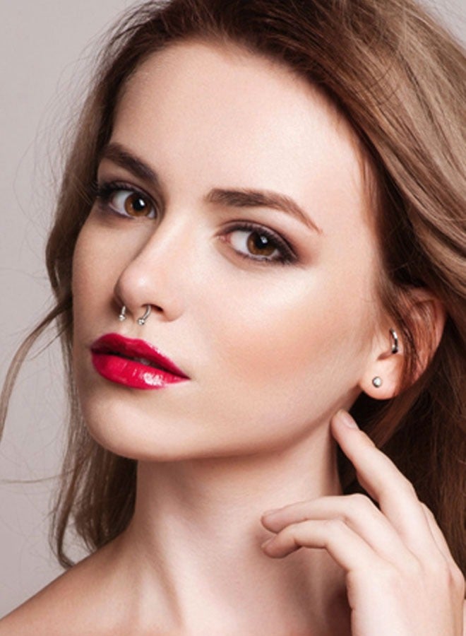 وهاواي 40PCS Stainless Steel Piercing Kit14G 16G Ear Cartilage Tragus Nose Septum Lip Tongue Daith Eyebrow Belly Button Rings Piercing Jewelry - Image 5