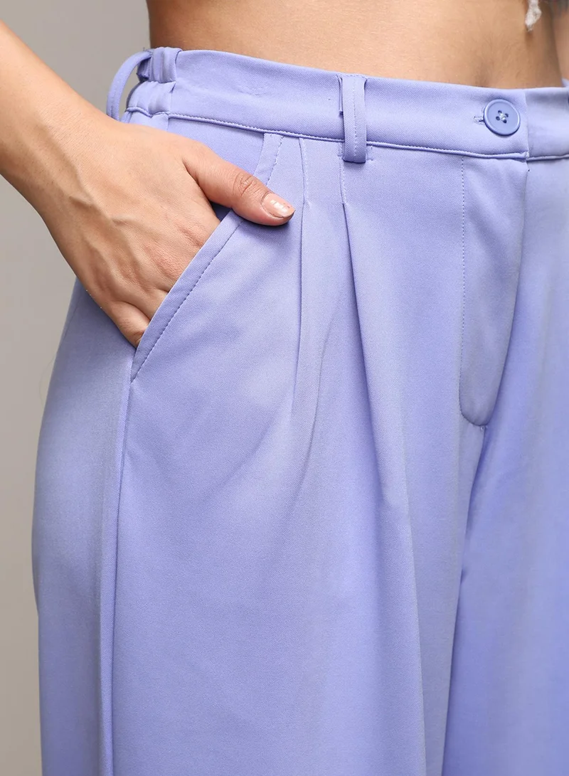 PINACOLADA Women's Lilac Straight Fit Tailored Trousers For Casual Wear | 2 Pockets | Regular Fit | Button Closure | Pants Designed With Comfortable Fit For Woman & Girls