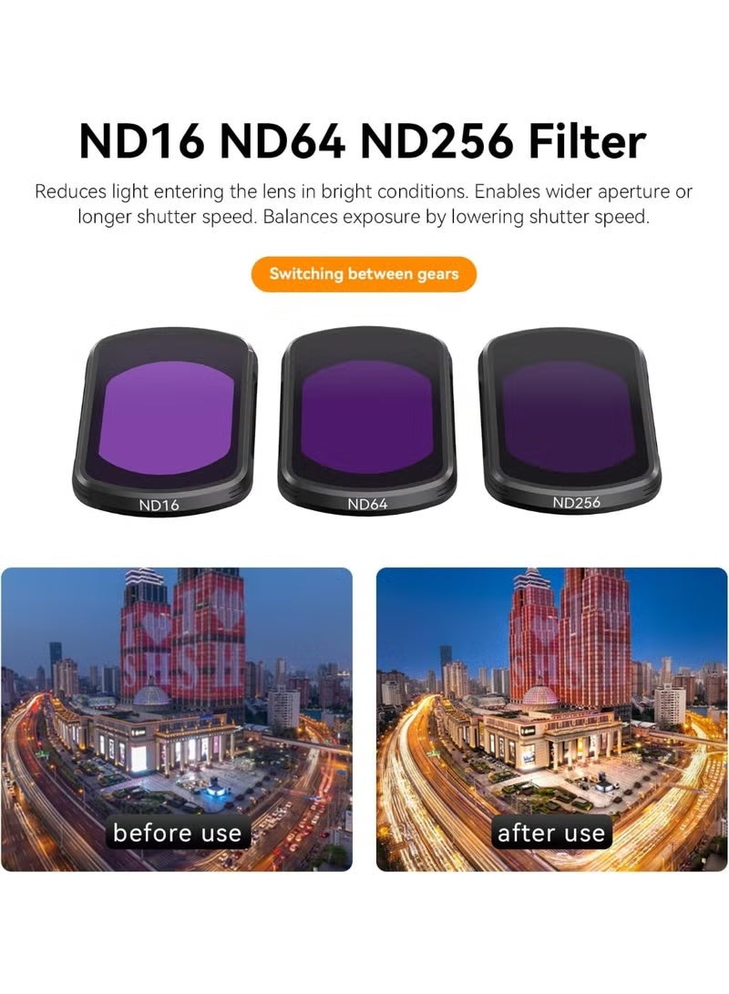 KORAX Magnetic Lens Fitler Kit for DJI Osmo Pocket 3, 4-Pack CPL ND16 ND64 ND256 Neutral Density Polarizing HD Ultra Thin Corning Glass Lens Filter Lens Protector Bundle Kit for Pocket 3 Accessories - Image 4