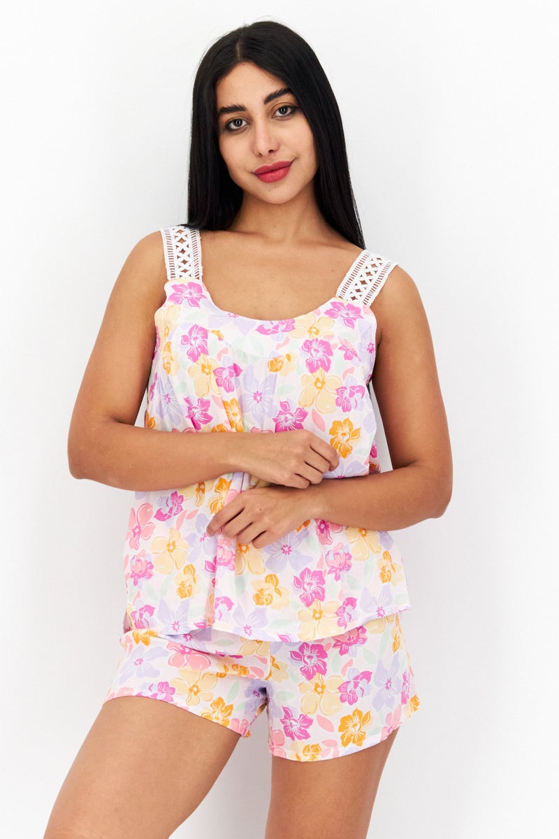 Kensie Women 2 Pcs Floral Print Sleepwear Set, Pink - Image 1