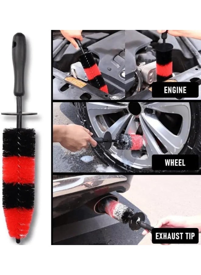 SWAMINE Wheel Rim Brush – Soft Bristle Long-Handle Detailing Brush for Car Wheels, Tyres, Rims, Exhaust Tips & Engine Bays | Scratch-Free Auto Cleaning Tool for Cars & Motorcycles - Image 3