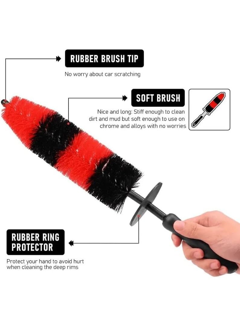 SWAMINE Wheel Rim Brush – Soft Bristle Long-Handle Detailing Brush for Car Wheels, Tyres, Rims, Exhaust Tips & Engine Bays | Scratch-Free Auto Cleaning Tool for Cars & Motorcycles - Image 5