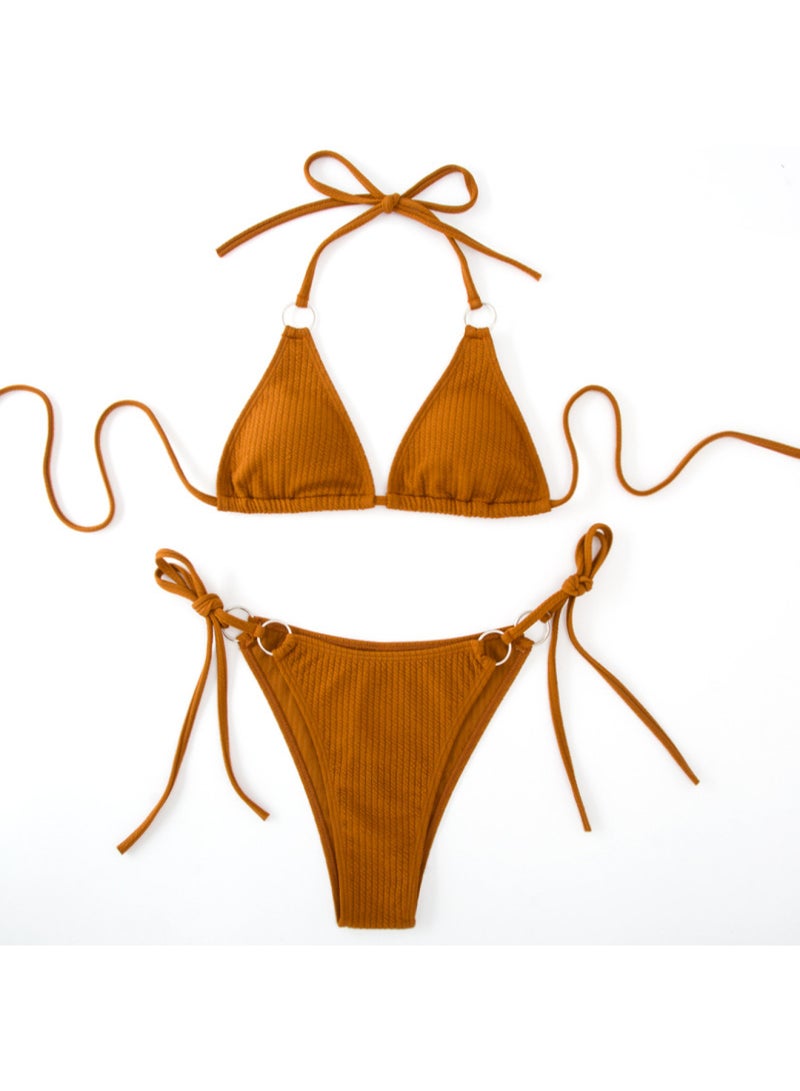 SCACTO Sexy Bikini Set Summer Side Tie Thong Bandage Style Swimsuit Womens Clothing 