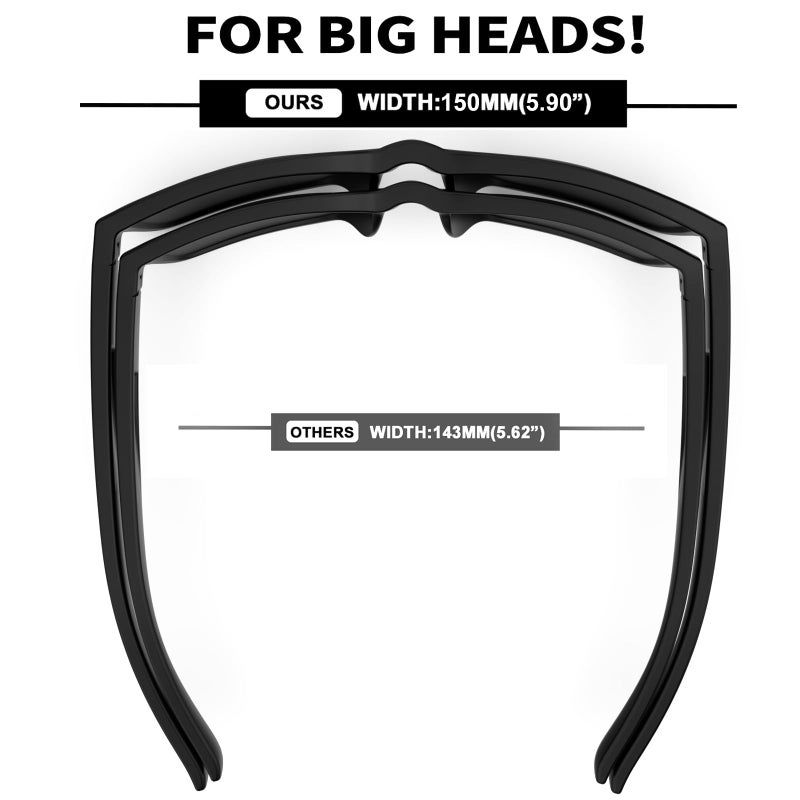 MAXJULI XL Z87 Sunglasses for Big Wide Heads Men TR90 Ultralight UV400 Protection Sun Glasses (Black/Grey) Z8244 - Image 2