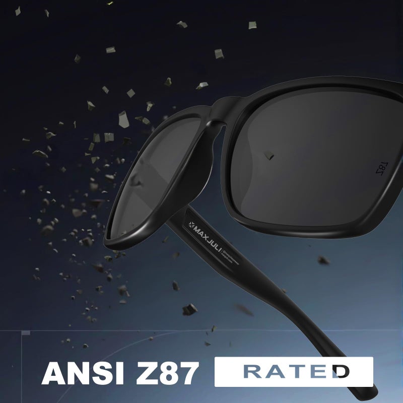 MAXJULI XL Z87 Sunglasses for Big Wide Heads Men TR90 Ultralight UV400 Protection Sun Glasses (Black/Grey) Z8244 - Image 5