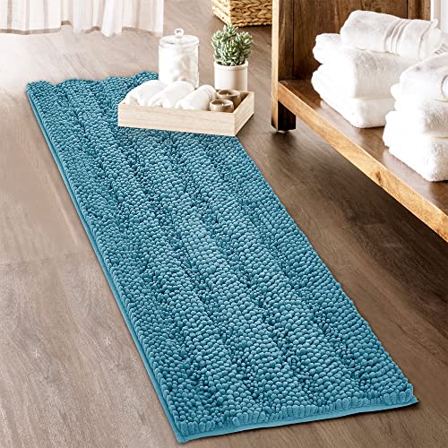 KGORGE Large Bathroom Rugs - Extra Soft Bath Mat Water Absorbent Non-Slip Thick Shaggy Shower Carpet for Tub Kitchen Toilet Door Way, Bluish Green, 60" x 24", 1 Pc - Image 1
