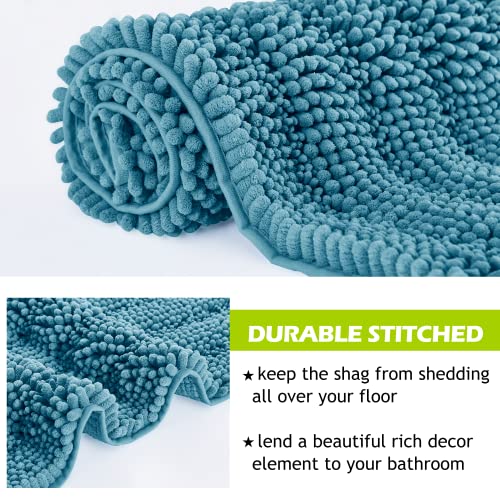 KGORGE Large Bathroom Rugs - Extra Soft Bath Mat Water Absorbent Non-Slip Thick Shaggy Shower Carpet for Tub Kitchen Toilet Door Way, Bluish Green, 60" x 24", 1 Pc - Image 5