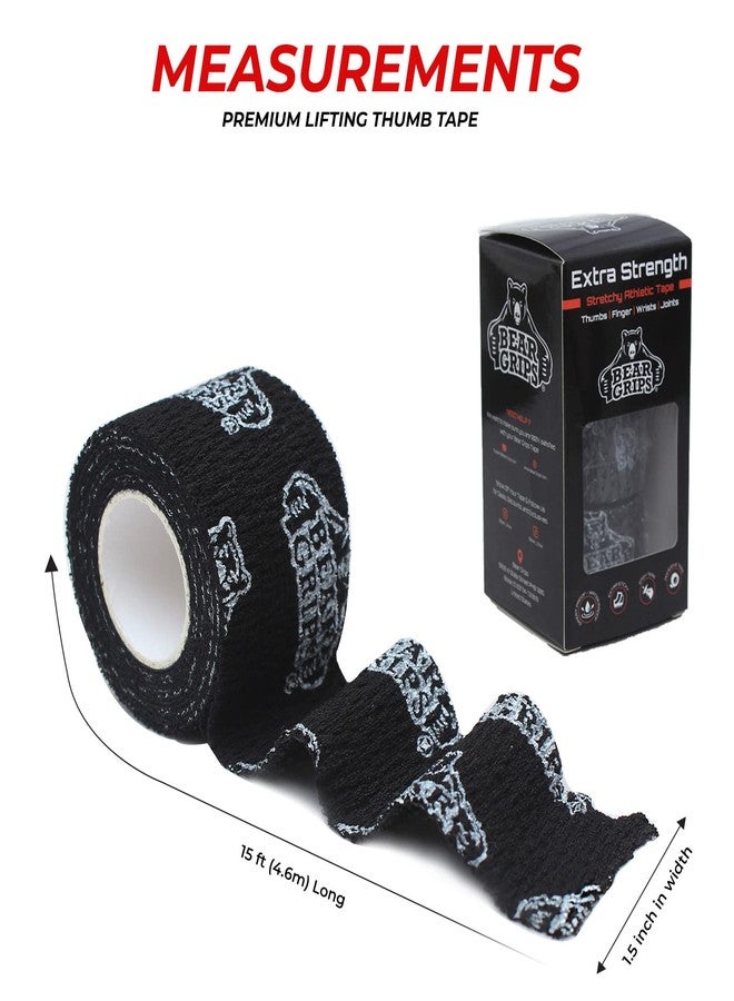 Bear Grips Weightlifting Tape | Thumb Tape, Athletic Wrist Tape, Finger Tape | Weight Lifting Tape, Sport Tape, 3-Pack | Tactical Tape, Stretchy Hand Tape, Gym Tape, WOD Tape, Hook Grip Tape | Black - Image 2